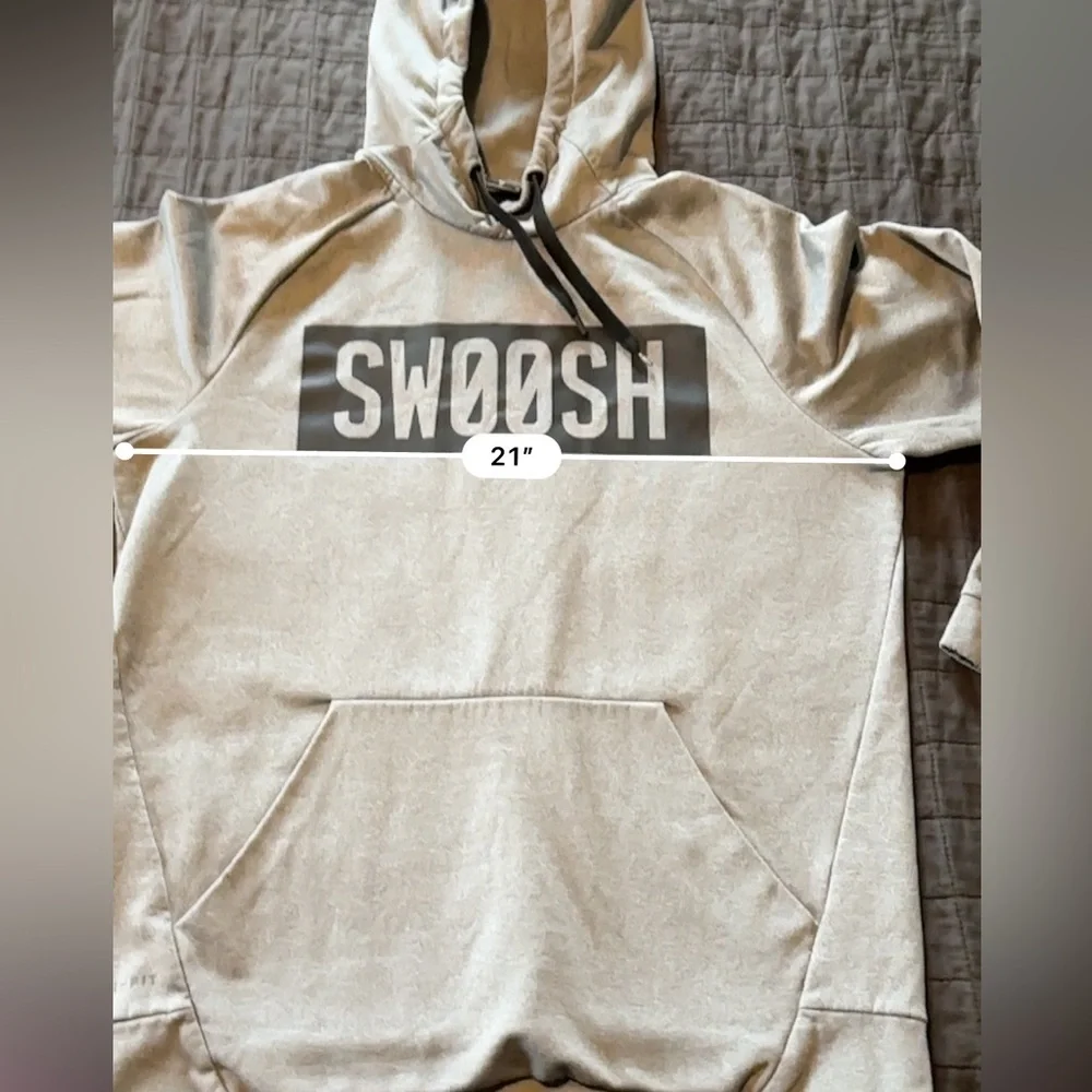 Nike Dri-FIT Mens‎ Hoodie Heather Grey Swoosh Box Logo Pullover Medium RN56323